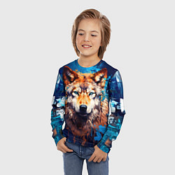 Лонгслив детский Волк - индеец, цвет: 3D-принт — фото 2