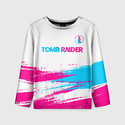 Лонгслив детский Tomb Raider neon gradient style посередине, цвет: 3D-принт