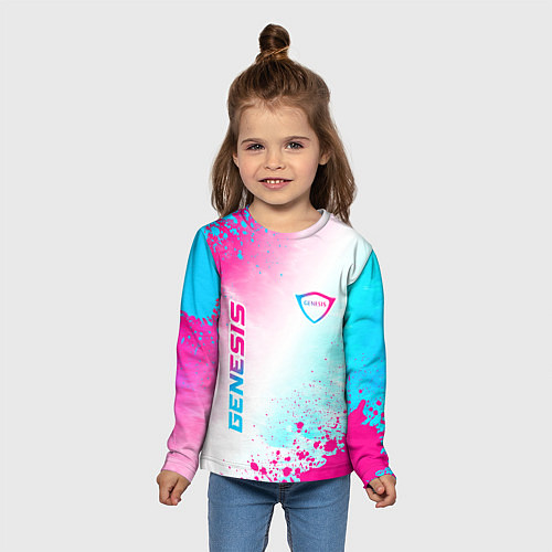 Детский лонгслив Genesis neon gradient style вертикально / 3D-принт – фото 5