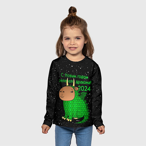 Детский лонгслив Капибара дракон / 3D-принт – фото 5