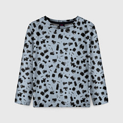 Лонгслив детский Черный абстрактный гранж на сером, цвет: 3D-принт