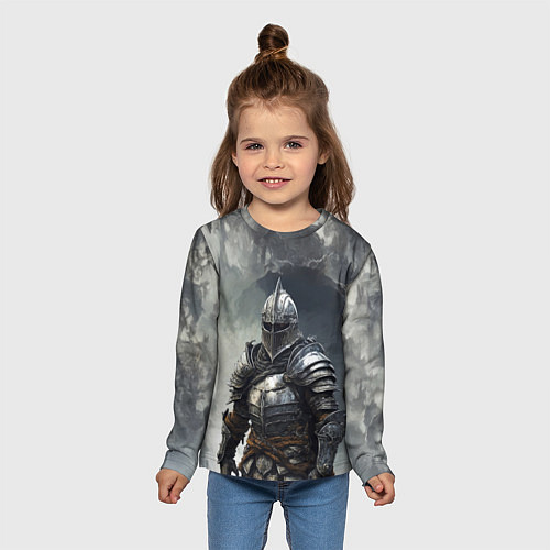 Детский лонгслив Рыцарь в туманных горах / 3D-принт – фото 5