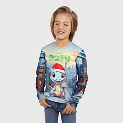 Лонгслив детский Праздничный дракон 2024, цвет: 3D-принт — фото 2