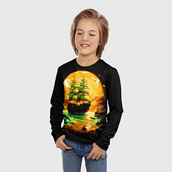 Лонгслив детский Парусник на фантастическом закате, цвет: 3D-принт — фото 2