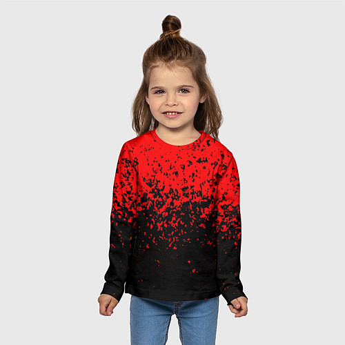 Детский лонгслив Красно-чёрный переход / 3D-принт – фото 5