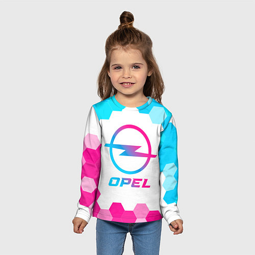 Детский лонгслив Opel neon gradient style / 3D-принт – фото 5