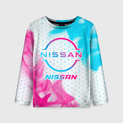 Лонгслив детский Nissan neon gradient style, цвет: 3D-принт