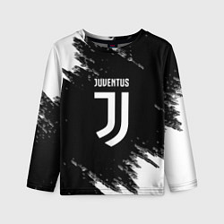 Лонгслив детский Juventus спорт краски черно белый, цвет: 3D-принт