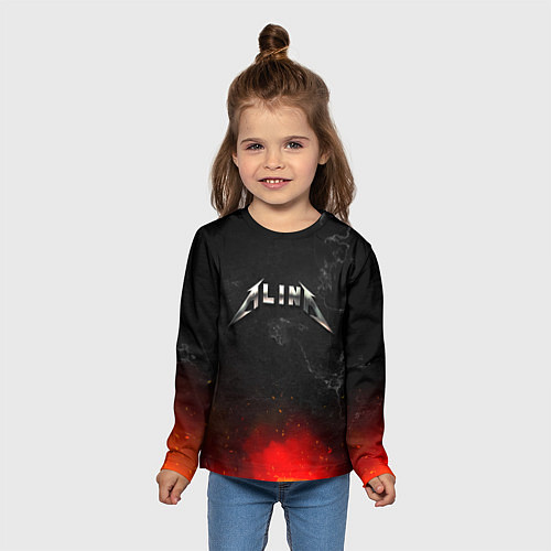 Детский лонгслив Алина в стиле Металлики - искры и огонь / 3D-принт – фото 5
