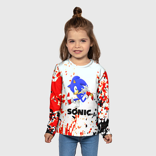 Детский лонгслив Sonic краски абстрактные / 3D-принт – фото 5