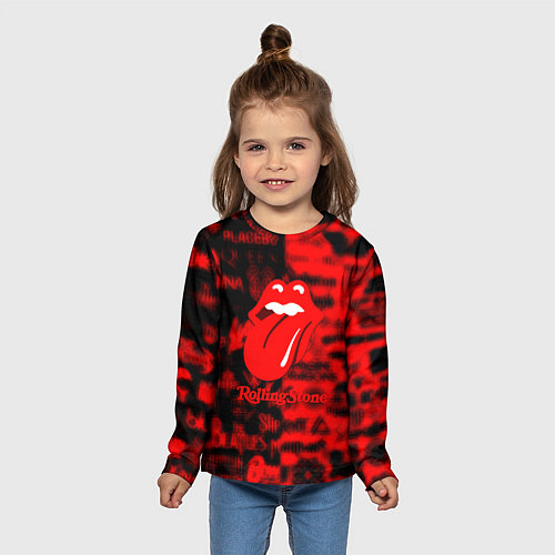 Детский лонгслив Rolling Stones logo групп / 3D-принт – фото 5
