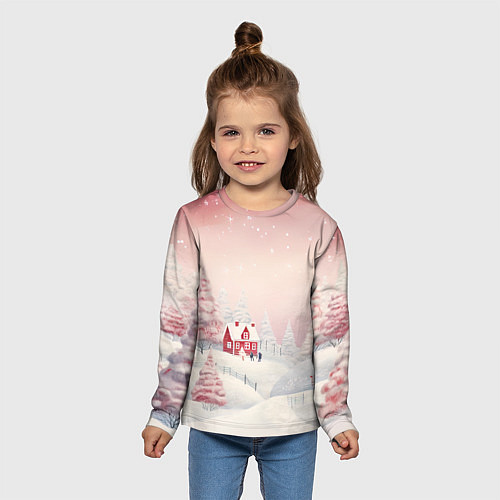 Детский лонгслив Снежное сияние ночи / 3D-принт – фото 5