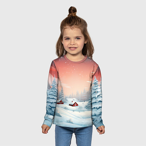 Детский лонгслив Погружение в зимнюю атмосферу / 3D-принт – фото 5