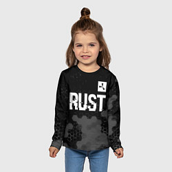 Лонгслив детский Rust glitch на темном фоне посередине, цвет: 3D-принт — фото 2