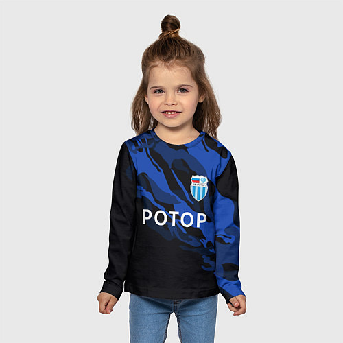 Детский лонгслив Ротор Волгоград - синий и черный / 3D-принт – фото 5