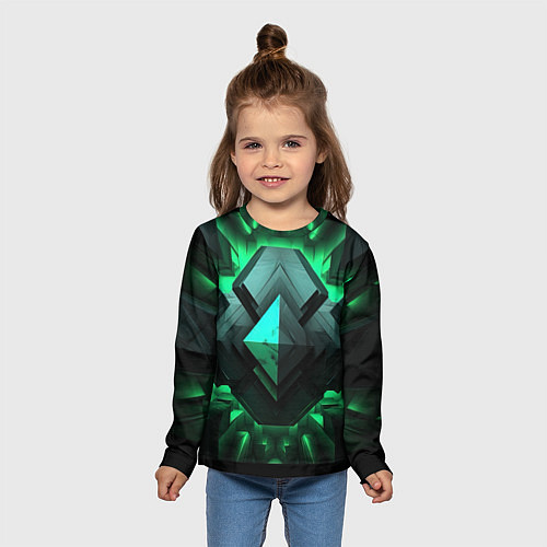 Детский лонгслив Абстрактное ощущение зелени / 3D-принт – фото 5