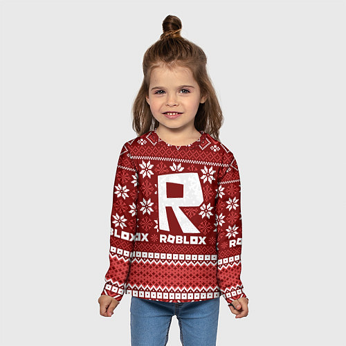 Детский лонгслив Roblox christmas sweater / 3D-принт – фото 5