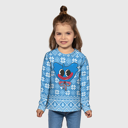 Детский лонгслив Huggy Wuggy christmas sweater / 3D-принт – фото 5