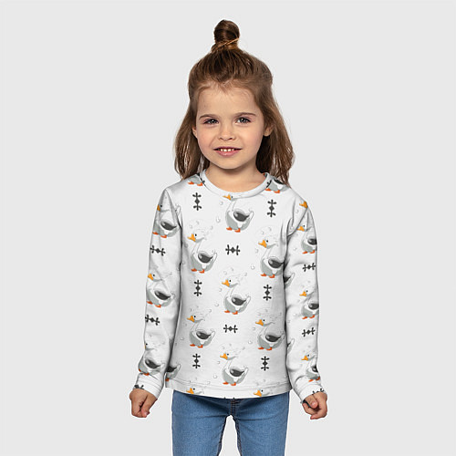 Детский лонгслив Гусь и фигуры / 3D-принт – фото 5