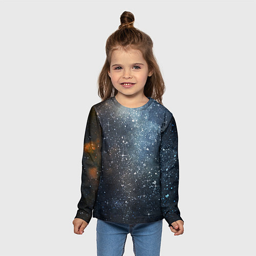 Детский лонгслив Темное космическое звездное небо / 3D-принт – фото 5