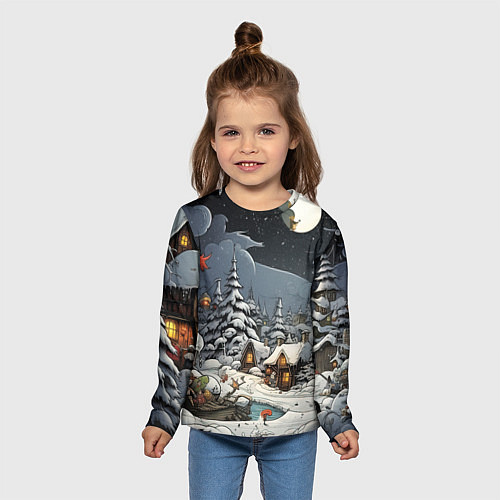 Детский лонгслив Волшебство новогодней ночи / 3D-принт – фото 5