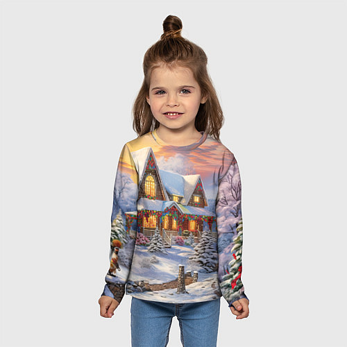 Детский лонгслив Звездная полночь подарков / 3D-принт – фото 5
