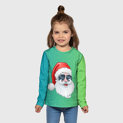 Детский лонгслив Дед Мороз в очках / 3D-принт – фото 5