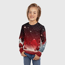 Лонгслив детский Зимний берег реки с деревьями и льдом, цвет: 3D-принт — фото 2