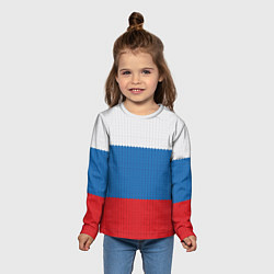 Лонгслив детский Вязаный российский флаг, цвет: 3D-принт — фото 2