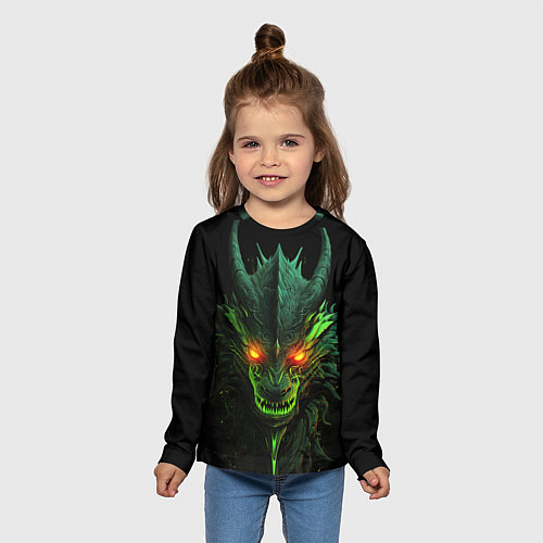 Детский лонгслив Дракон сверкающих елей / 3D-принт – фото 5