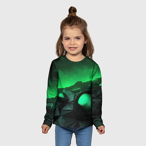 Детский лонгслив Асимметрия растительного узора / 3D-принт – фото 5