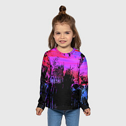Лонгслив детский Розово синий сочный гранж, цвет: 3D-принт — фото 2
