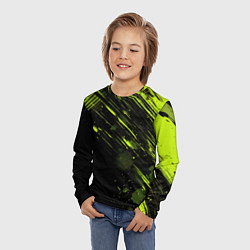Лонгслив детский Зеленая краска на черном фоне, цвет: 3D-принт — фото 2