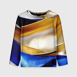 Детский лонгслив Белая желтая синяя абстракция