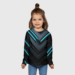 Лонгслив детский Черный и синий фон с абстракцией, цвет: 3D-принт — фото 2