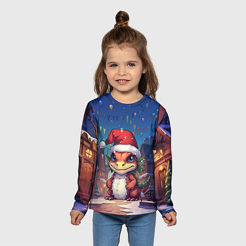 Детский лонгслив Маленький милый дракон 2024 / 3D-принт – фото 5