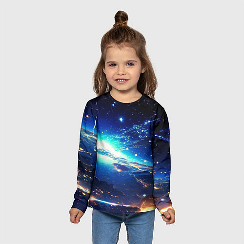 Детский лонгслив Млечный путь - глубокий космос / 3D-принт – фото 5