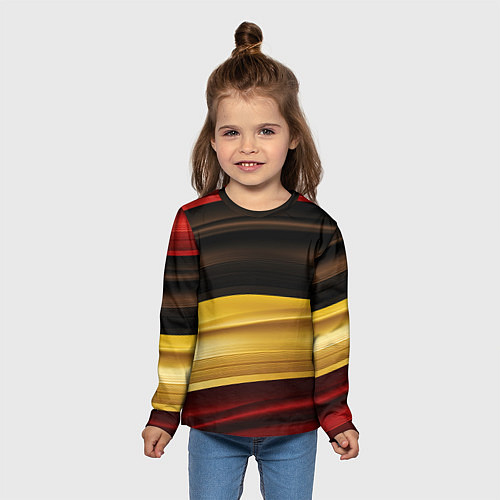 Детский лонгслив Черный красный желтый цвет абстракции / 3D-принт – фото 5