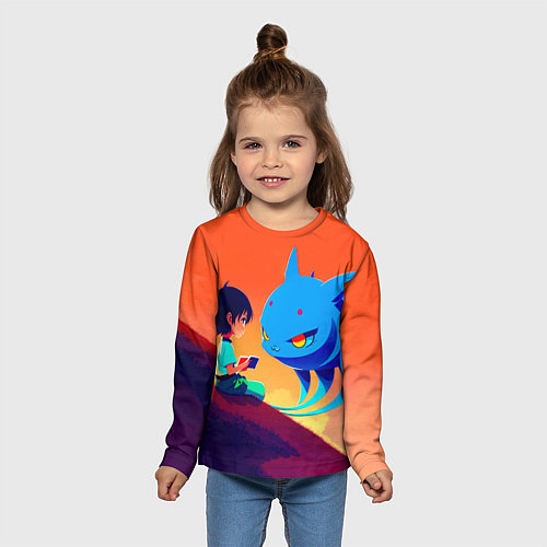 Детский лонгслив Анимэ девочка и ее друг / 3D-принт – фото 5