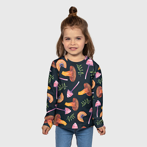 Детский лонгслив Goblincore - болотные грибы / 3D-принт – фото 5