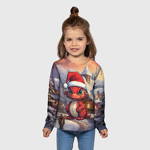 Детский лонгслив Дракоша 2024 новогодний символ года / 3D-принт – фото 5