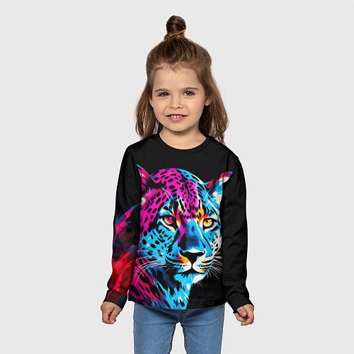 Детский лонгслив Леопард в неоновых цветах / 3D-принт – фото 5