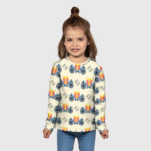 Детский лонгслив Подарок на карете и ромб / 3D-принт – фото 5