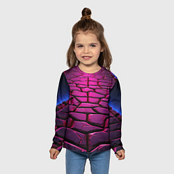 Лонгслив детский Фиолетовая абстрактная плитка, цвет: 3D-принт — фото 2