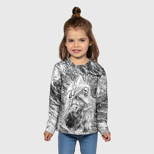 Детский лонгслив Воин с топором и медведь / 3D-принт – фото 5