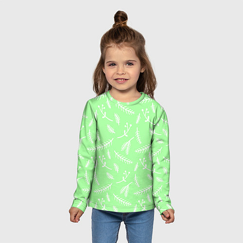 Детский лонгслив Нежный новогодний узор / 3D-принт – фото 5