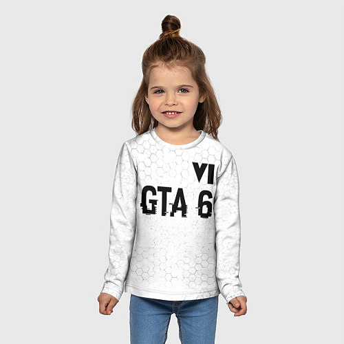 Детский лонгслив GTA 6 glitch на светлом фоне посередине / 3D-принт – фото 5