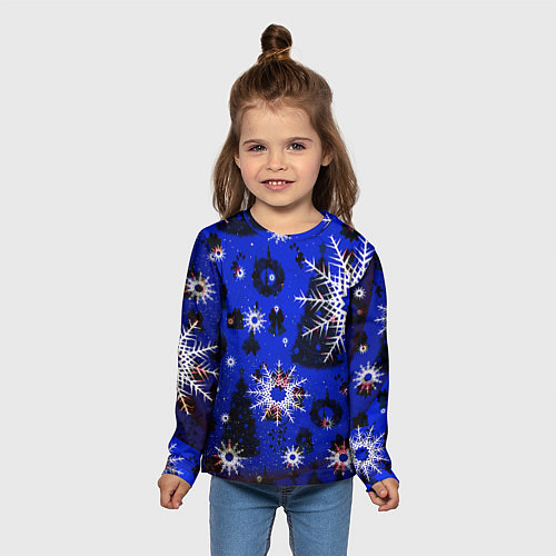 Детский лонгслив Зимние снежинки рождество / 3D-принт – фото 5