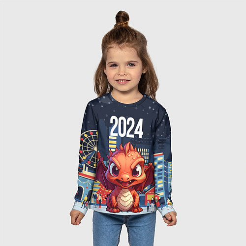 Детский лонгслив Рыжий дракон 2024 / 3D-принт – фото 5