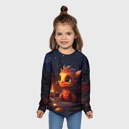 Детский лонгслив Сияющий ледяной дракон / 3D-принт – фото 5